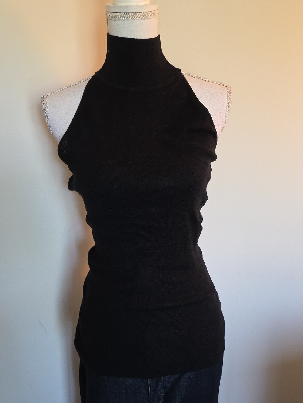 White House Black Market Black Knit High Neck Tank
